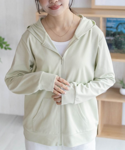 NAVY(ネイビー)の「NAVY SARARI 【UVカット】ドライジップパーカ(パーカー・レディース・イエロー/オートミール/杢グレー/パープル・XL/L/M)」の13枚目の写真