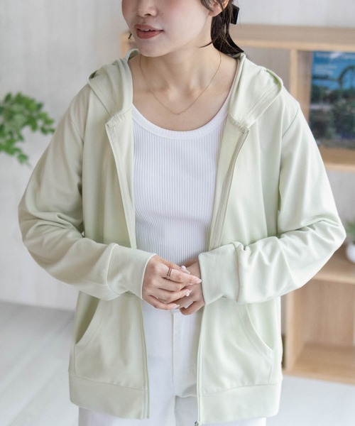 NAVY(ネイビー)の「NAVY SARARI 【UVカット】ドライジップパーカ(パーカー・レディース・イエロー/オートミール/杢グレー/パープル・XL/L/M)」の15枚目の写真