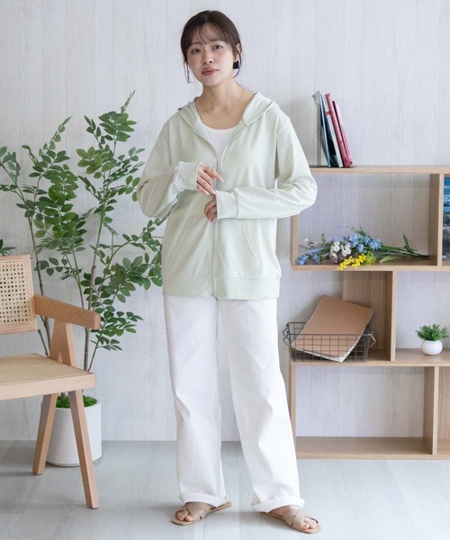 NAVY(ネイビー)の「NAVY SARARI 【UVカット】ドライジップパーカ(パーカー・レディース・イエロー/オートミール/杢グレー/パープル・XL/L/M)」の19枚目の写真