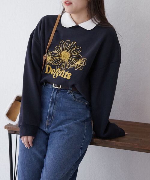 Another Branch olive des olive(アナザーブランチオリーブデオリーブ)の「衿つき裏起毛トレーナー(Tシャツ/カットソー・レディース・トップグレー/レッド/ネイビー・FREE)」の7枚目の写真