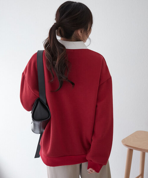 Another Branch olive des olive(アナザーブランチオリーブデオリーブ)の「衿つき裏起毛トレーナー(Tシャツ/カットソー・レディース・トップグレー/レッド/ネイビー・FREE)」の22枚目の写真