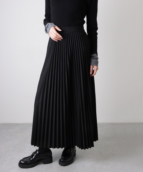 pleated elastic waist long skirt /プリーツ ウエストゴム ロング