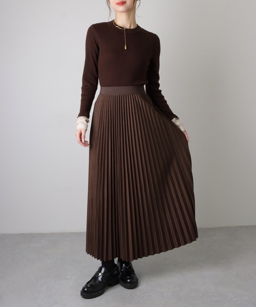 pleated elastic waist long skirt /プリーツ ウエストゴム ロング