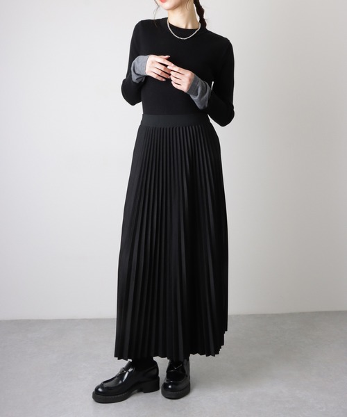 pleated elastic waist long skirt /プリーツ ウエストゴム ロング