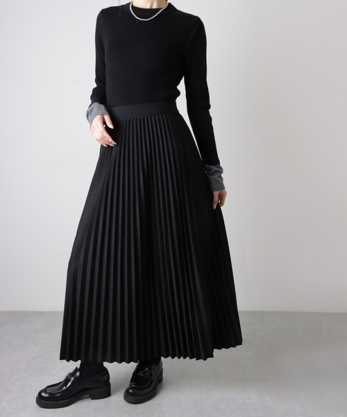 pleated elastic waist long skirt /プリーツ ウエストゴム ロング