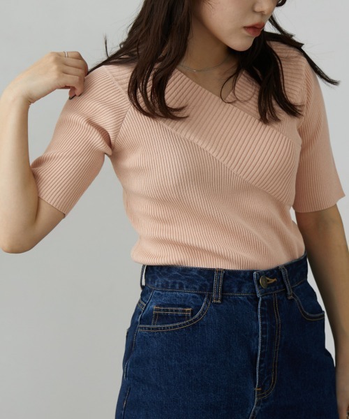 nissen（ニッセン）の「カシュクールリブニット（ニット/セーター・レディース・ブラック/ピンク/ライトグレー・L/M）」の15枚目の写真