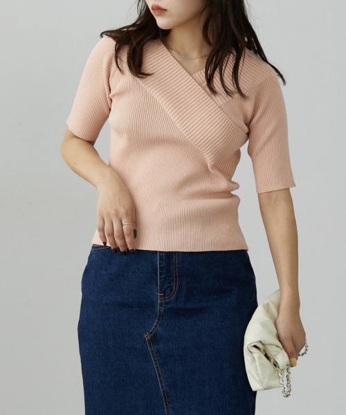 nissen（ニッセン）の「カシュクールリブニット（ニット/セーター・レディース・ブラック/ピンク/ライトグレー・L/M）」の19枚目の写真