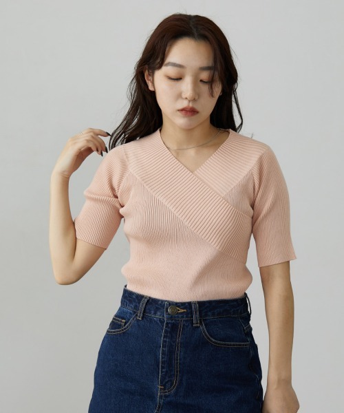 nissen（ニッセン）の「カシュクールリブニット（ニット/セーター・レディース・ブラック/ピンク/ライトグレー・L/M）」の21枚目の写真