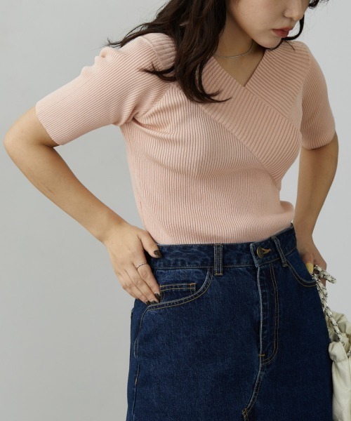 nissen（ニッセン）の「カシュクールリブニット（ニット/セーター・レディース・ブラック/ピンク/ライトグレー・L/M）」の18枚目の写真