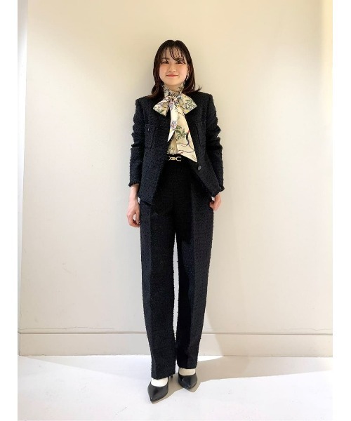 しょこ新品ルルウィルビー イタリア生地 ファンシーツイードダブルジャケット INGEBORG×VIVIANO】ファンシーツイードノーカラージャケット