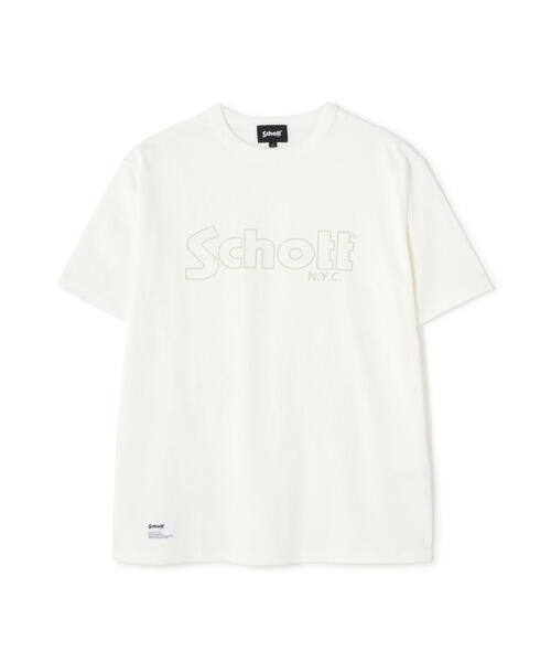 Schott（ショット）の「Schott/ショット/T-SHIRT "BASIC LOGO"/ベーシックロゴ Tシャツ（Tシャツ/カットソー・メンズ・ブラック/ホワイト・XL/L/M/S/2XL）」の9枚目の写真