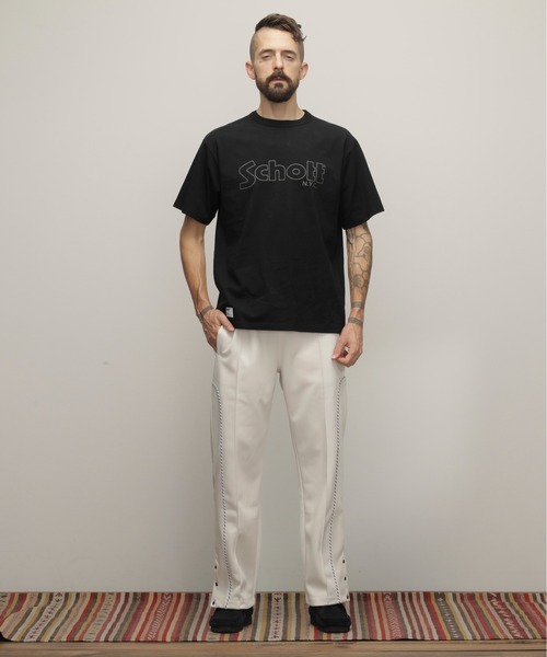 Schott（ショット）の「Schott/ショット/T-SHIRT "BASIC LOGO"/ベーシックロゴ Tシャツ（Tシャツ/カットソー・メンズ・ブラック/ホワイト・XL/L/M/S/2XL）」の4枚目の写真