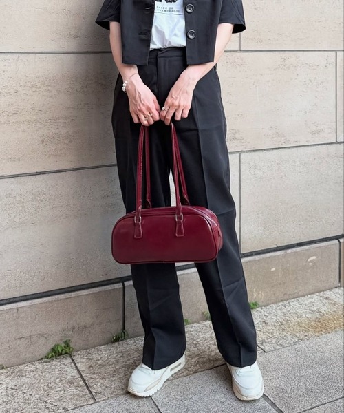 florist（フローリスト）の「【5COLORS】レザータッチ横長シンプルボストンバッグ / ハンドバッグ（ボストンバッグ・レディース・ワインレッド/ピンク/ブラウン/ブラック/オフホワイト・FREE）」の22枚目の写真