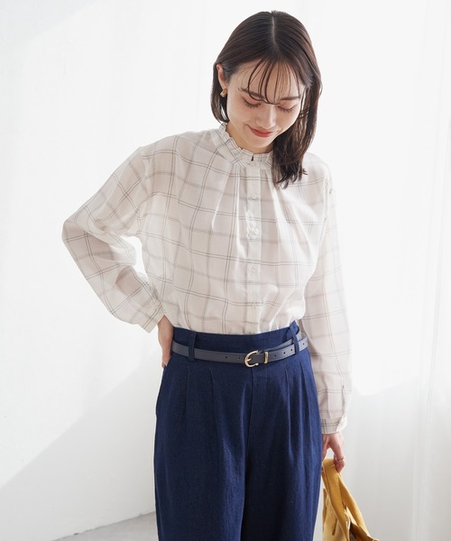 ikka（イッカ）の「襟フリル2WAYブラウス（シャツ/ブラウス・レディース・ネイビー/ダークベージュ/ホワイト/エメラルドブルー/オフホワイト・M/L/S）」の12枚目の写真