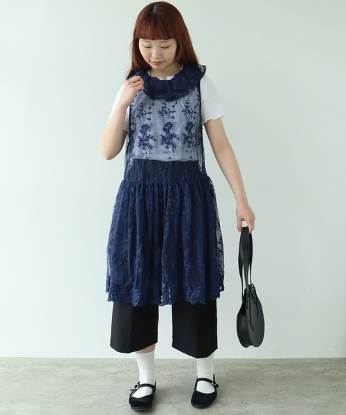 ビュルデサボン★チュール教会刺繍 重ねブラウス bulle de savon（ビュルデサボン）の「＊チュール教会刺繍 重ね