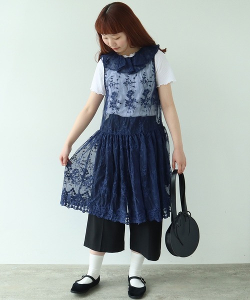 bulle de savon ボタニカル 刺繍 半袖ブラウス bulle de savon ブラウス シャツ おはな刺繍 レディース