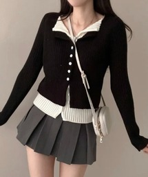 AsRiRe（アスリレイ）の「新色追加 レイヤード風配色ニットカーディガン（ニット/セーター）」