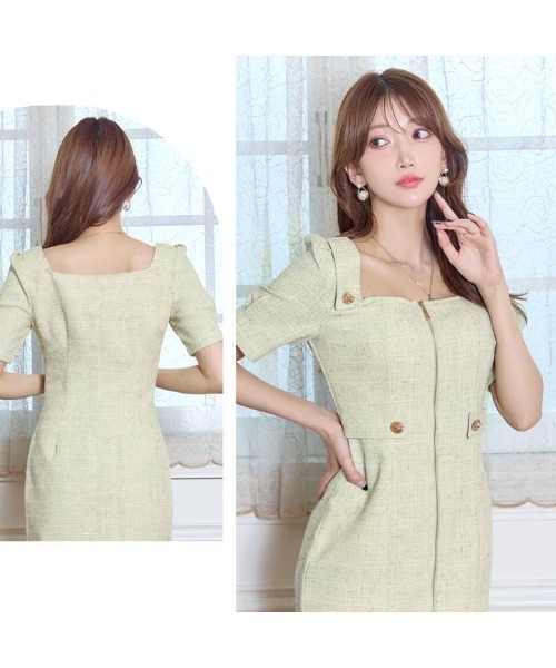 セール】【韓国お姉さん風スタイル】品よく色っぽい！スクエアネック