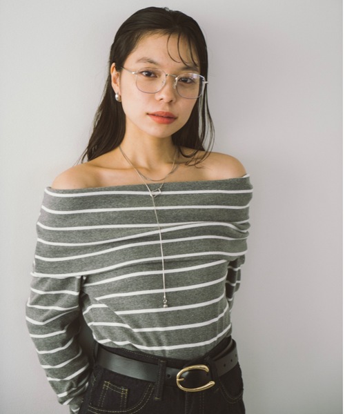 ★Coast プリーツオフショルダーストラッピー 魅惑的マキシ★ オフショル風ストライプワンピース【二次予約】 | axes femme