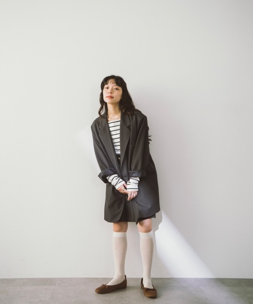 DRWCYS(ドロシーズ)の「ボーダーオフショルカットトップス(Tシャツ/カットソー・レディース・ホワイト/グレー・FREE)」の6枚目の写真