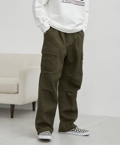 coen（コーエン）の「ミリタリーカーゴワイドパンツ（カーゴパンツ・メンズ・ブラック/オリーブ・M/L）」の2枚目の写真
