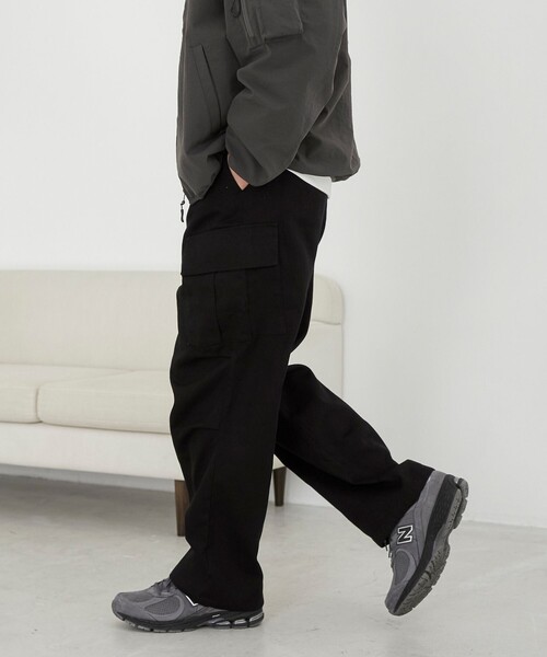 coen（コーエン）の「ミリタリーカーゴワイドパンツ（カーゴパンツ・メンズ・ブラック/オリーブ・M/L）」の5枚目の写真