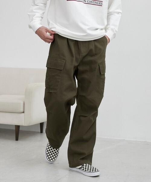 coen（コーエン）の「ミリタリーカーゴワイドパンツ（カーゴパンツ・メンズ・ブラック/オリーブ・M/L）」の9枚目の写真