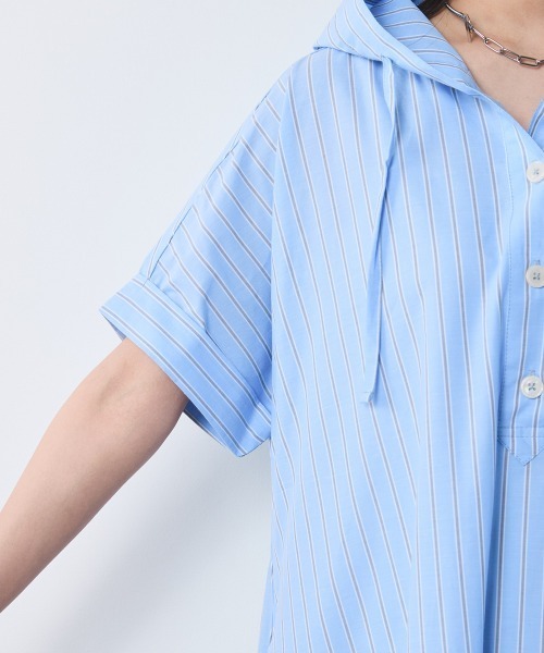 CHIC STYLE（シックスタイル）の「綿100％フレンチスリーブパーカーマキシワンピース＜大きいサイズ有＞シックスタイル（ワンピース・レディース・ベージュ系/ネイビー/ブルー系・3L/LL/L/M/5L/4L）」の16枚目の写真