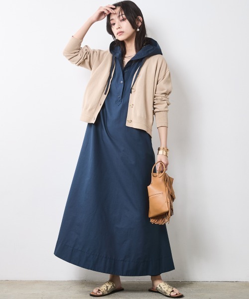 CHIC STYLE（シックスタイル）の「綿100％フレンチスリーブパーカーマキシワンピース＜大きいサイズ有＞シックスタイル（ワンピース・レディース・ベージュ系/ネイビー/ブルー系・3L/LL/L/M/5L/4L）」の13枚目の写真