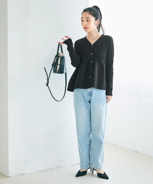 coca（coca）（コカ）の「スポンディッシュニットペプラムカーディガン（カーディガン/ボレロ・レディース・ブラック/ライトベージュ・M/L）」の3枚目の写真