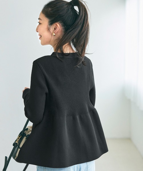 coca（coca）（コカ）の「スポンディッシュニットペプラムカーディガン（カーディガン/ボレロ・レディース・ブラック/ライトベージュ・M/L）」の6枚目の写真