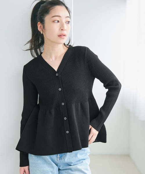 coca（coca）（コカ）の「スポンディッシュニットペプラムカーディガン（カーディガン/ボレロ・レディース・ブラック/ライトベージュ・M/L）」の8枚目の写真