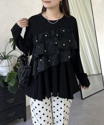 prose verse | パールフリルギャザーペプラムロンT(Tシャツ/カットソー)