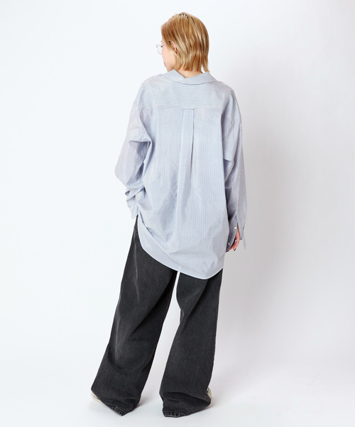 AP STUDIO（エーピーストゥディオ）の「コットンシルクストライプシャツ（シャツ/ブラウス・レディース・サックスブルー・FREE）」の6枚目の写真