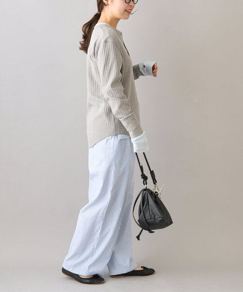 CIAOPANIC TYPY(チャオパニックティピー)の「【willow】ヘンリーネックレイヤード配色シアートップス(Tシャツ/カットソー・レディース・グレー/イエロー・ONE SIZE)」の15枚目の写真