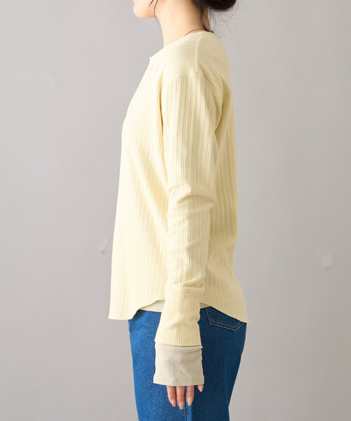 CIAOPANIC TYPY(チャオパニックティピー)の「【willow】ヘンリーネックレイヤード配色シアートップス(Tシャツ/カットソー・レディース・グレー/イエロー・ONE SIZE)」の18枚目の写真