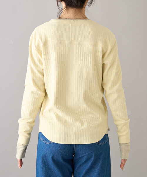 CIAOPANIC TYPY(チャオパニックティピー)の「【willow】ヘンリーネックレイヤード配色シアートップス(Tシャツ/カットソー・レディース・グレー/イエロー・ONE SIZE)」の19枚目の写真