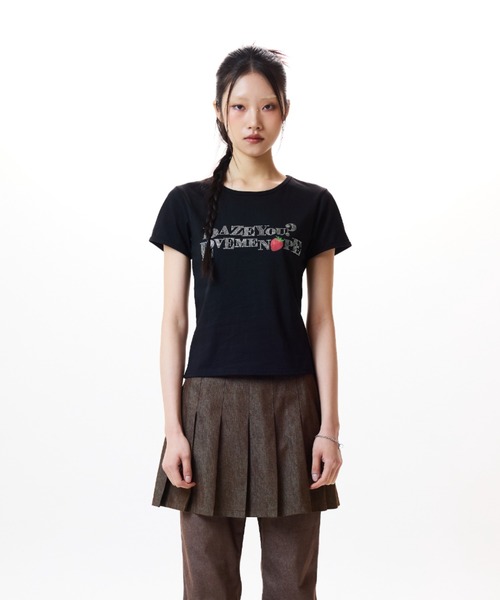 ★LUVISTRUE★IM STRAWBERRY LETTERING TEE(BLACK)★正規品/人気 セール】IM STRAWBERRY LETTERING TEE(Tシャツ/カットソー