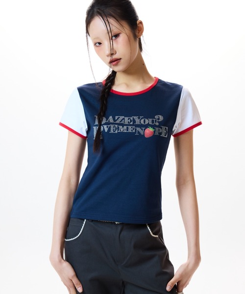 LUVISTRUE(ラヴイズトゥルー)の「IM STRAWBERRY LETTERING TEE(Tシャツ/カットソー・レディース・ホワイト/ブラック/ネイビー・FREE)」の14枚目の写真