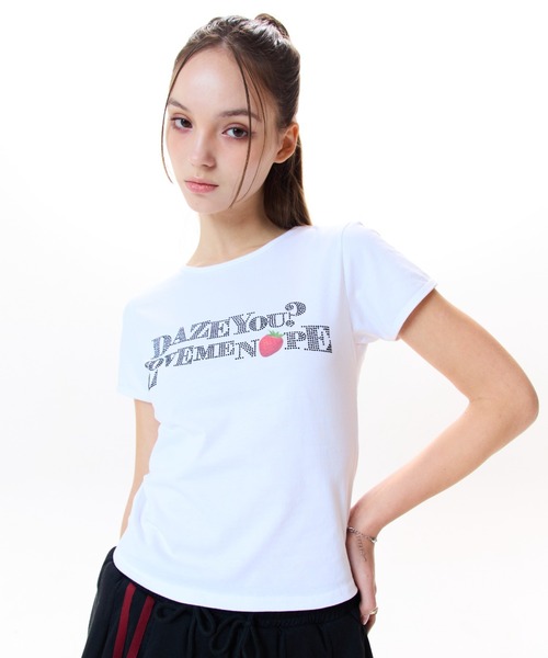 LUVISTRUE(ラヴイズトゥルー)の「IM STRAWBERRY LETTERING TEE(Tシャツ/カットソー・レディース・ホワイト/ブラック/ネイビー・FREE)」の9枚目の写真