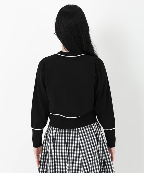 UNIVERVAL MUSE（ユニバーバル ミューズ）の「リボンポケットニットカーディガン　カーディガン（カーディガン/ボレロ・レディース・ブラック/オフホワイト・2）」の6枚目の写真