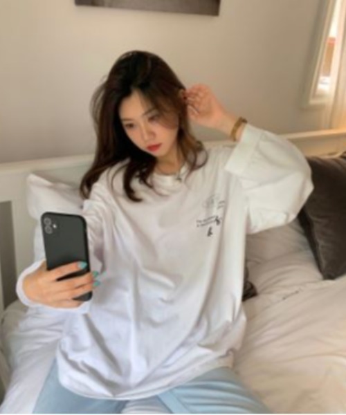 LETee(レティー)の「ビックシルエット プリントロンT(Tシャツ/カットソー・レディース・ブラック/ブルー/ホワイト・FREE)」の10枚目の写真