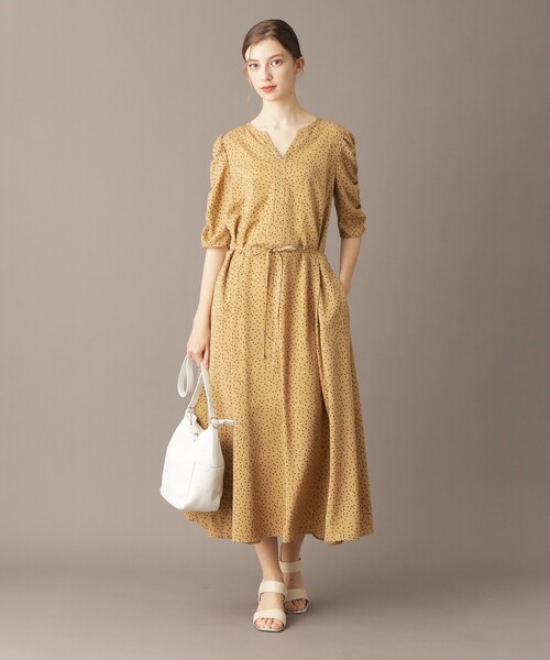 DRESSTERIOR（ドレステリア）の「【ポケット付き/ドット柄】ドットハーフスリーブワンピース（ワンピース・レディース・ベージュ系/ブラック系・34/36/38）」の14枚目の写真