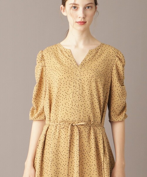 DRESSTERIOR（ドレステリア）の「【ポケット付き/ドット柄】ドットハーフスリーブワンピース（ワンピース・レディース・ベージュ系/ブラック系・34/36/38）」の16枚目の写真