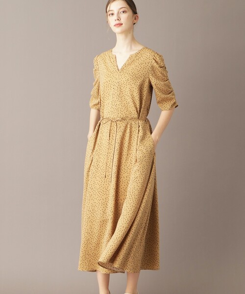 DRESSTERIOR（ドレステリア）の「【ポケット付き/ドット柄】ドットハーフスリーブワンピース（ワンピース・レディース・ベージュ系/ブラック系・34/36/38）」の17枚目の写真