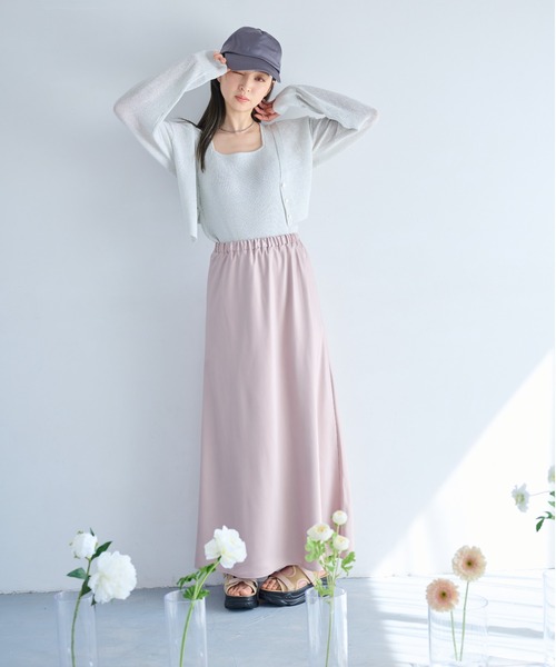 mysty woman(ミスティウーマン)の「【ウエストオールゴムで着脱楽ちん!】【WEB限定】サテンフレアスカート 452421(スカート・レディース・ブラウン/アイボリー/ブラック/ライトベージュ・FREE)」の1枚目の写真