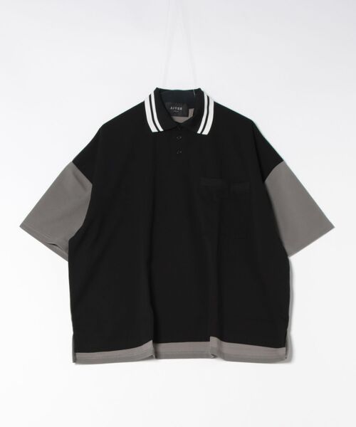 ARCHIVER（アーカイバ）の「【RS】【梨地】オーバーサイズポロシャツ（ポロシャツ・レディース・ブラック×グレー・MEDIUM）」の6枚目の写真