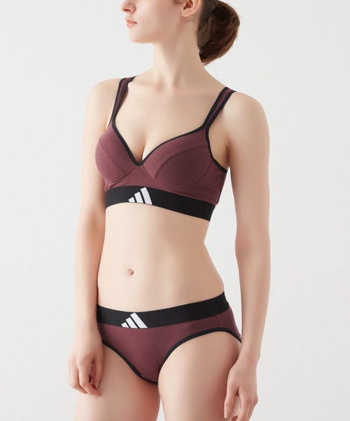 adidas（アディダス）の「adidas/アディダス スポーツブラ モールドカップで胸元キレイ 吸汗速乾（スポーツブラ・レディース・ブラック/ダークブルー/グリーン系その他/杢グレー/カーキ/レッド系その他・SMALL/MEDIUM/LARGE/X-LARGE）」の7枚目の写真