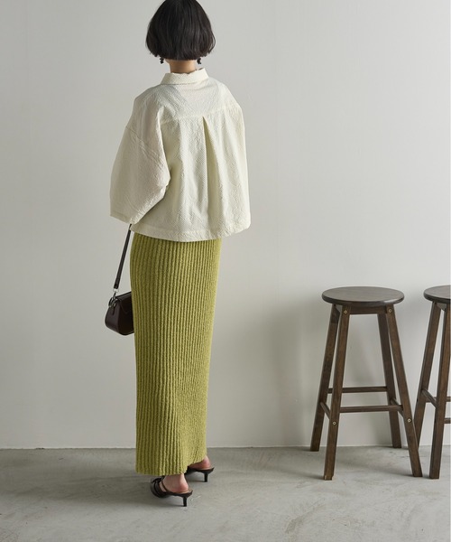 セール】タックハーフスリーブシアサッカークロップドシャツ（シャツ