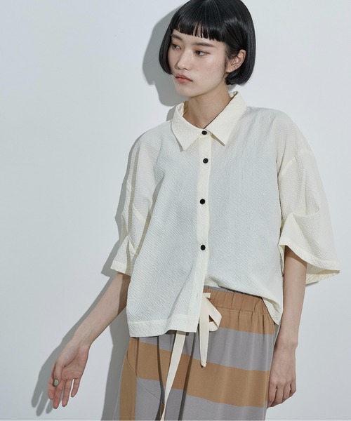 AMBIENT ウエストタッククロップドシャツ ZOZO限定・多サイズ】タックスリーブクロップドシャツ≪Made by ZOZO